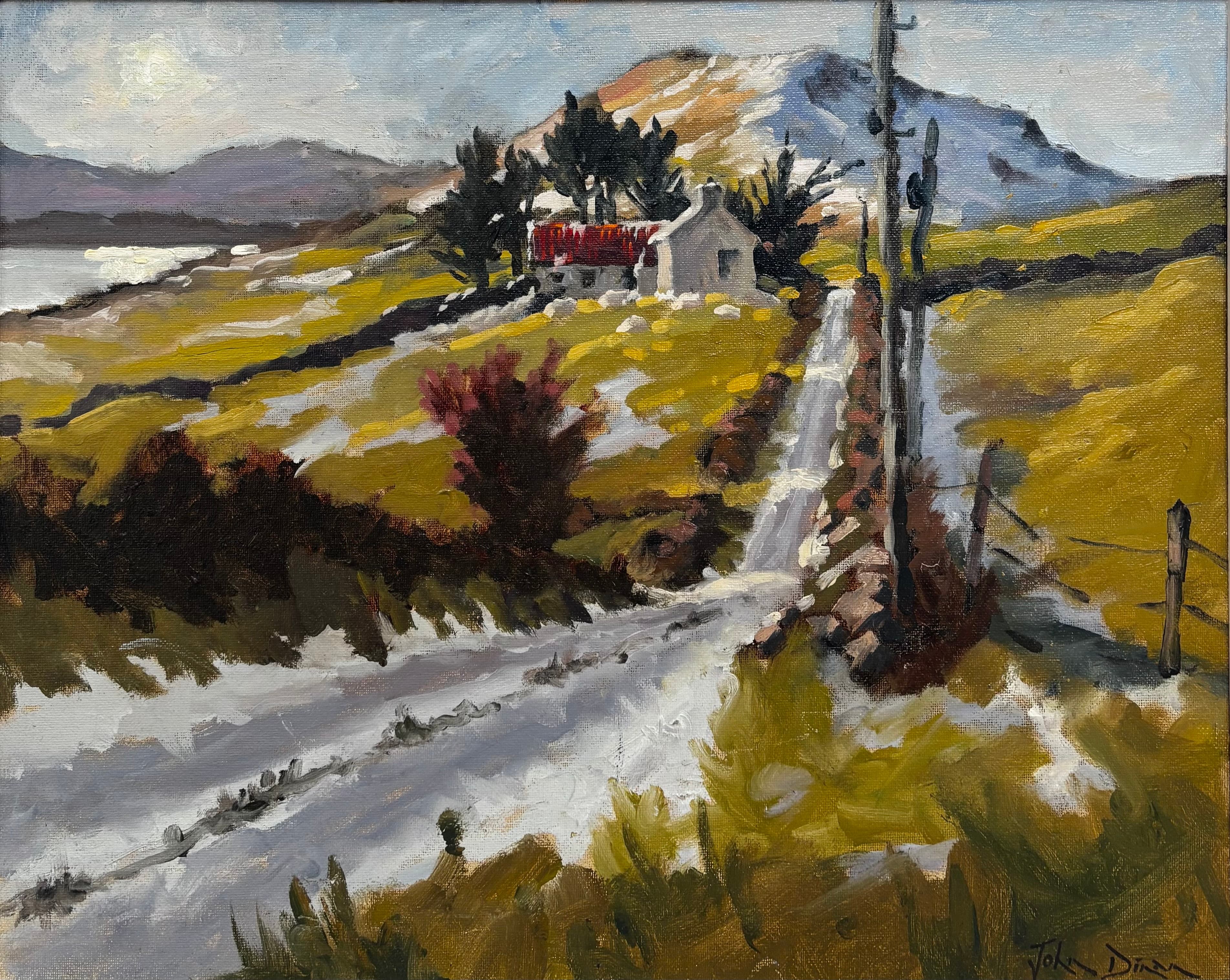 Mountain landscape with patches of snow west of Ireland